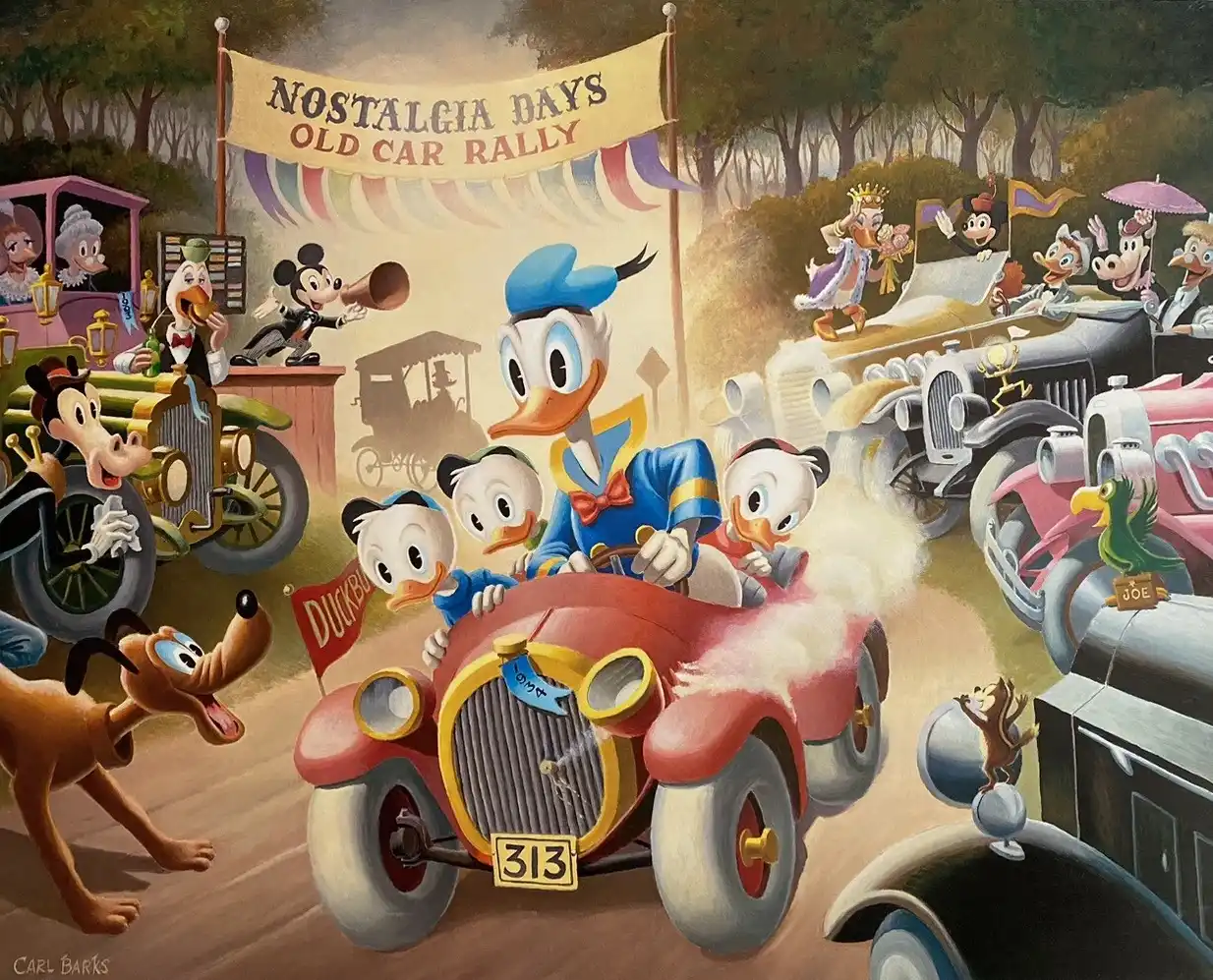 Litografía del Belchfire Runabout 1934 hecha por Carl Barks.