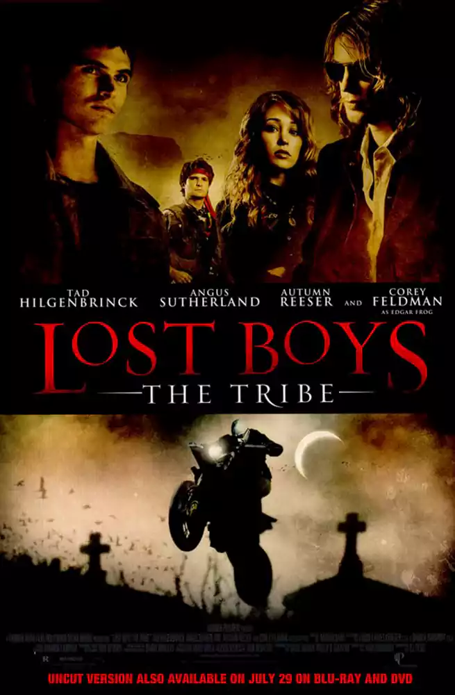 El Legado Eterno de The Lost Boys 4 Corey Feldman, Autumn Reeser, Tad Hilgenbrink y Angus Sutherland en "Lost Boys: The Tribe". Imagen: Warner Bros. / Warner Premiere / Thunder Road Pictures / Hollywood Media Bridge.