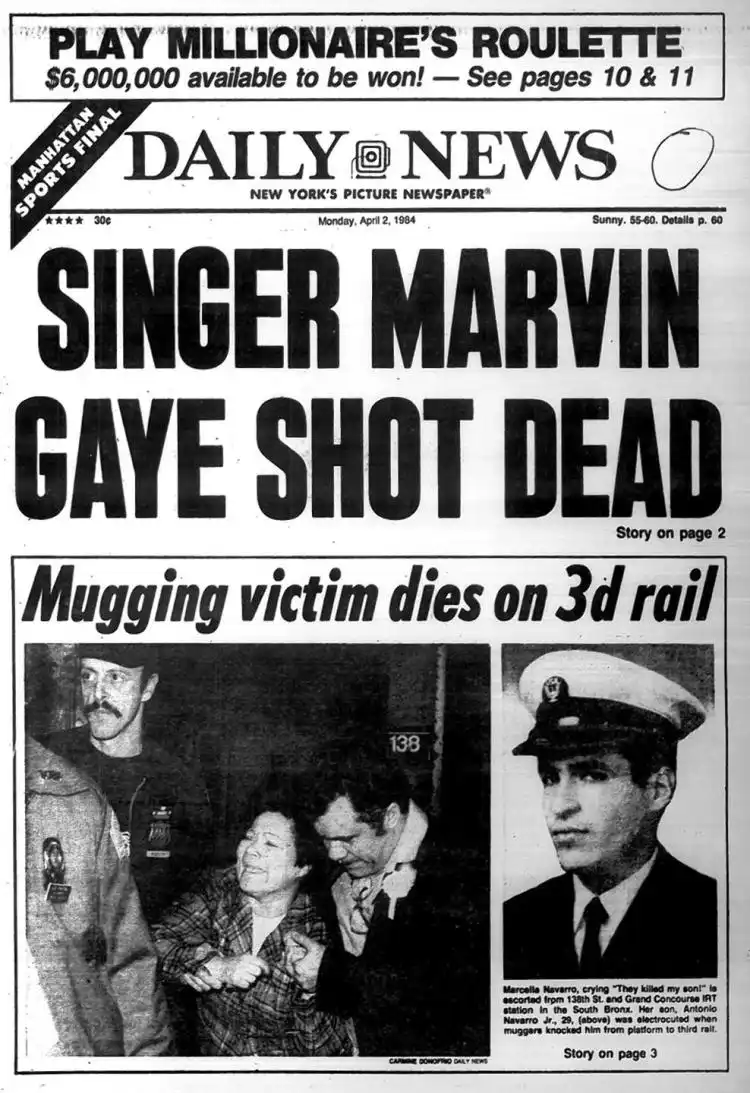 La trágica vida y el legado eterno de Marvin Gaye 3 Portada del Daily News del 2 de abril de 1964.